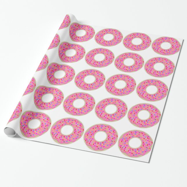 Papel De Regalo Novedad deliciosa Donuts rosados (Desenrollado)