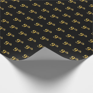 Papel De Regalo Noveno evento Black, Faux Gold