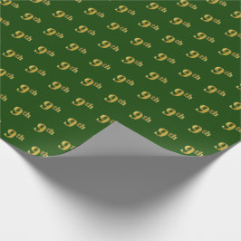 Papel De Regalo Noveno evento Green, Faux Gold