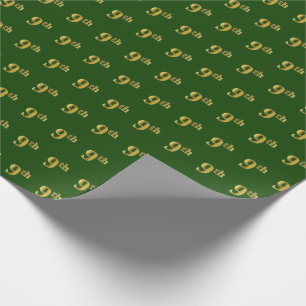 Papel De Regalo Noveno evento Green, Faux Gold