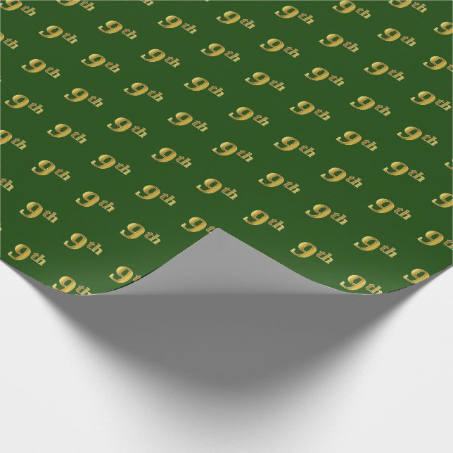 Papel De Regalo Noveno evento Green, Faux Gold (Esquina)