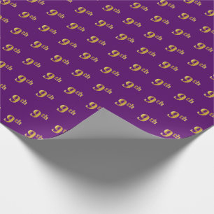 Papel De Regalo Noveno evento Purple, Faux Gold