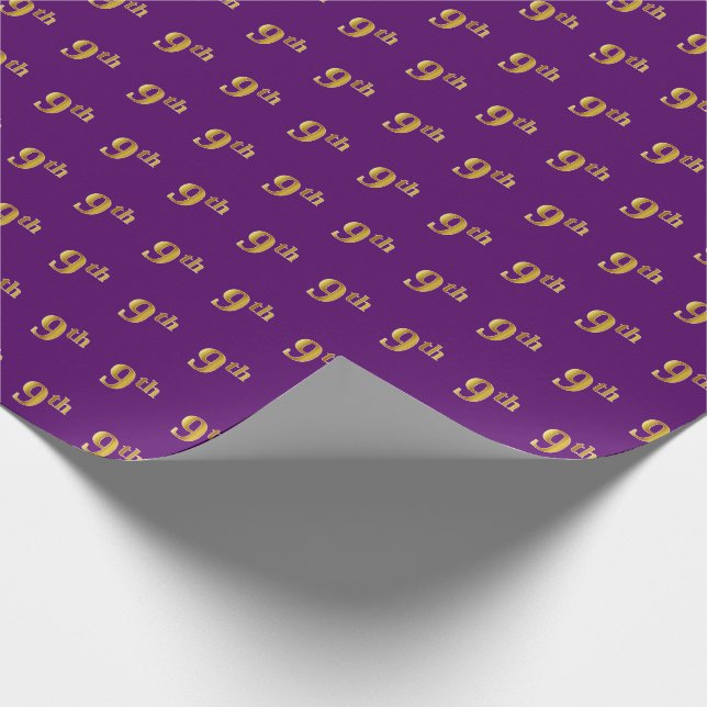 Papel De Regalo Noveno evento Purple, Faux Gold (Esquina)