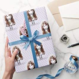 Papel De Regalo Novia Chica de Palitos en Zapatillas sobre Corazon