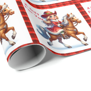 Papel De Regalo Novia Santa sobre caballos Navidades de Rodeo Occi