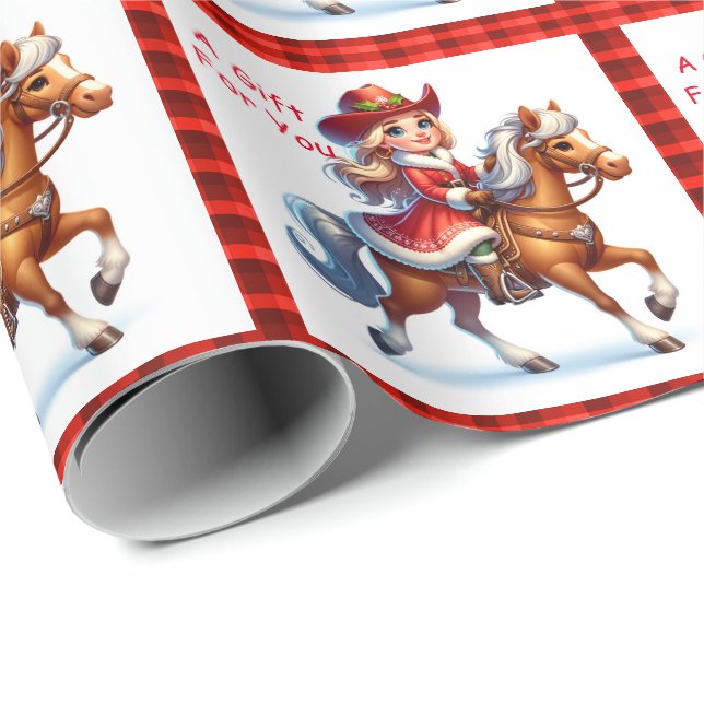 Papel De Regalo Novia Santa sobre caballos Navidades de Rodeo Occi (Esquina del rollo)
