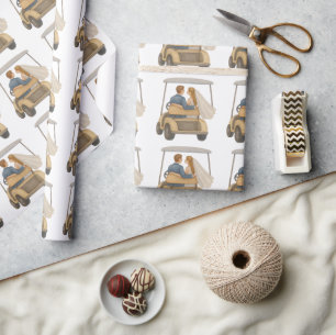 Papel De Regalo Novia y Groom en regalo de Boda de carrito de golf