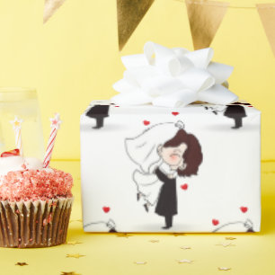 Papel De Regalo Novia y maduración con el corazón rojo