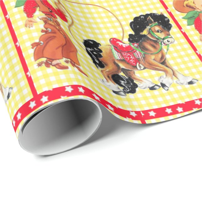 Papel De Regalo Novio Occidental Con Caballo Y Tope (Esquina del rollo)