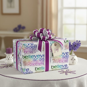 Papel De Regalo nube de palabras cristiana