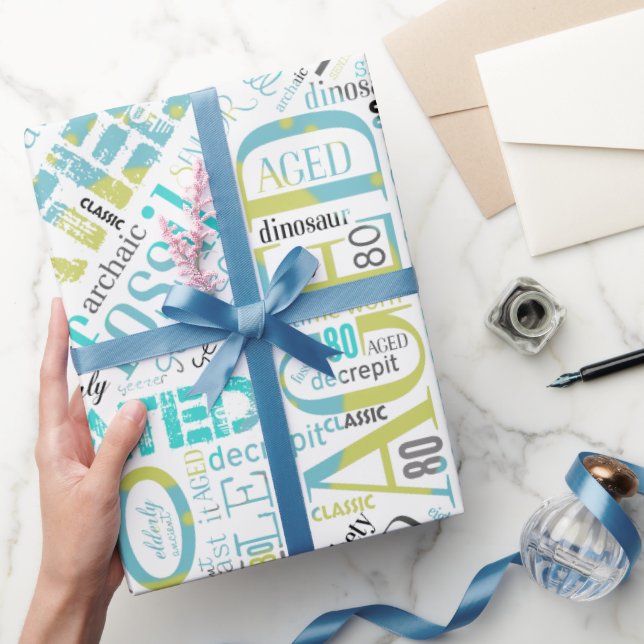 Papel De Regalo Nube de palabras de cumpleaños Ochenta ID266 (Regalar)
