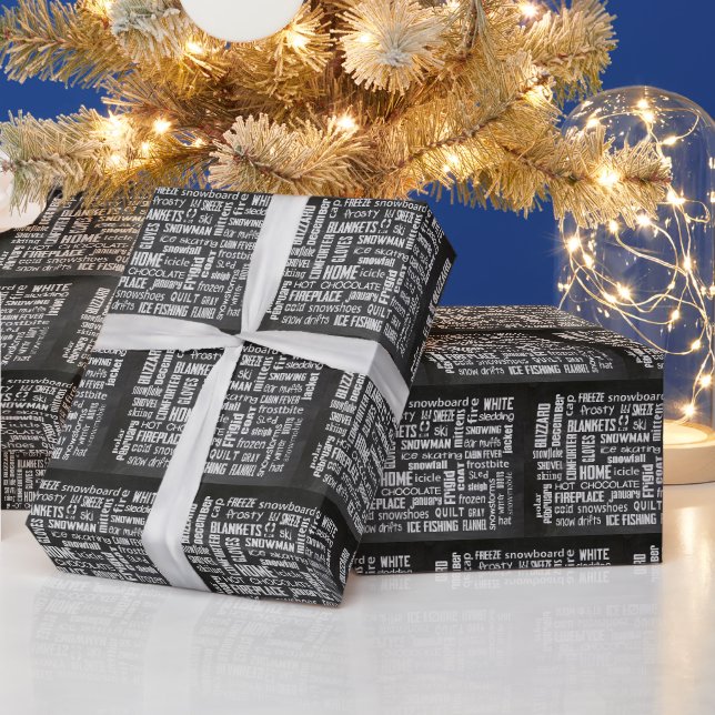Papel De Regalo Nube de palabras de Navidad de invierno (Vacaciones)