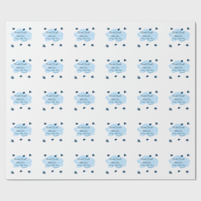 Papel De Regalo Nubes azules parpadean Twinkle Little Star baby sh (Superficie plana)