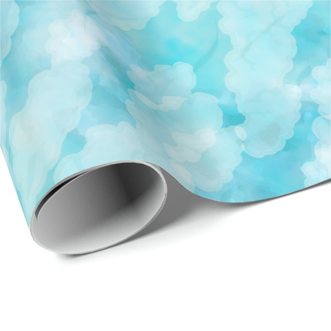 Papel De Regalo Nubes blancas patrón cielo azul (Esquina del rollo)