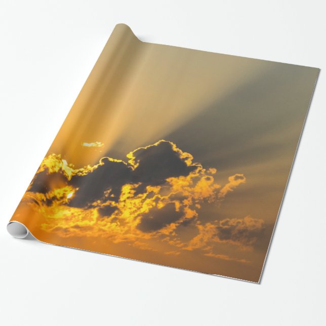 Papel De Regalo Nubes, cielo y atardecer amarillo (Desenrollado)