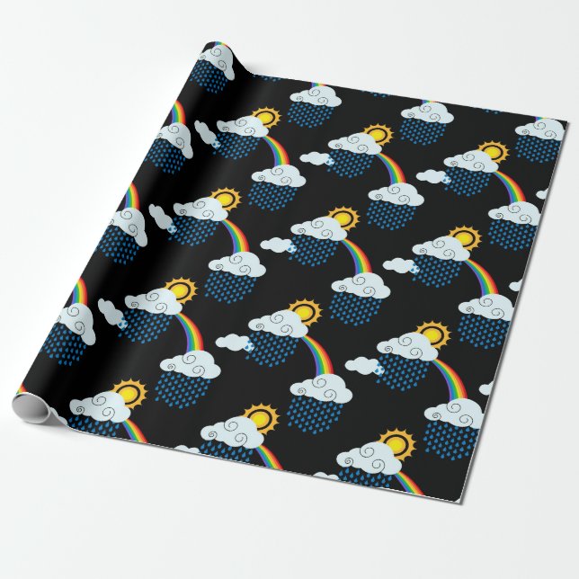 Papel De Regalo Nubes de Arcoíris (Desenrollado)