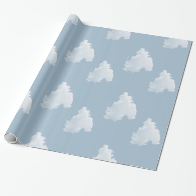 Papel De Regalo Nubes de cielo azul (Desenrollado)