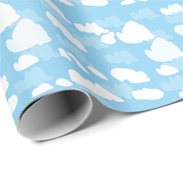Papel De Regalo Nubes de cielo azul (Esquina del rollo)