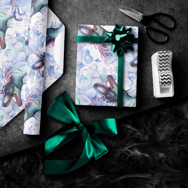 Papel De Regalo Nubes de Dinocorn | Dinosaurio Cuerno de Unicornio (Subido por el creador)