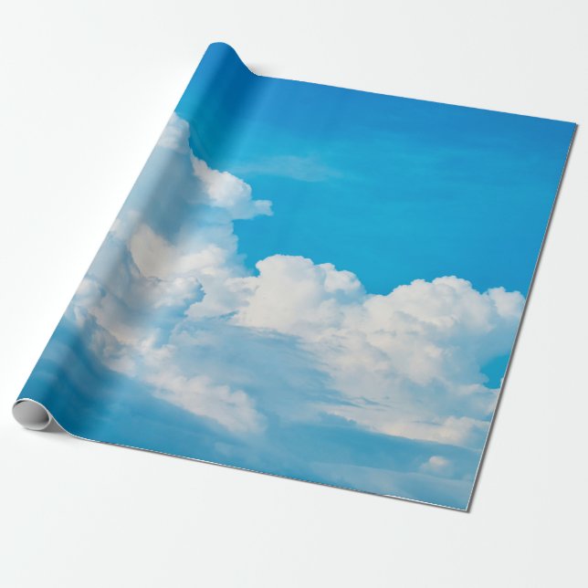 Papel De Regalo Nubes de fondo del cielo azul blancas (Desenrollado)