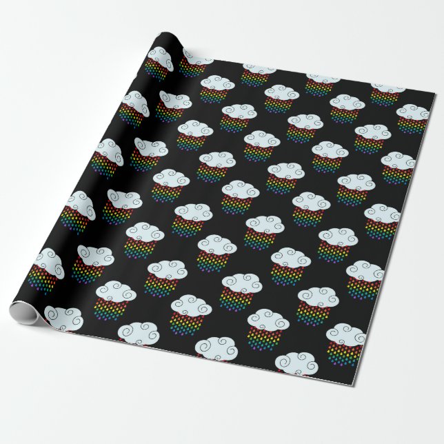 Papel De Regalo Nubes de lluvia arcoiris (Desenrollado)