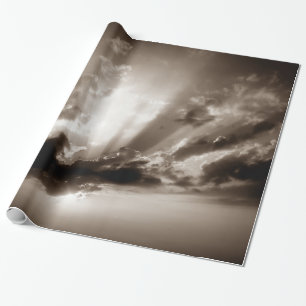 Papel De Regalo Nubes de Sepia, libertad motivacional de cielo y p