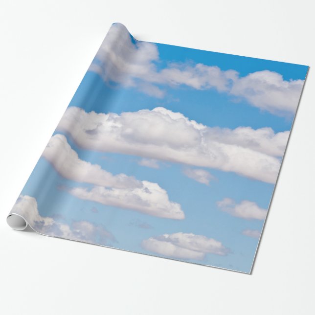Papel De Regalo Nubes en cielo azul (Desenrollado)