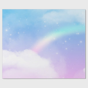 Papel De Regalo Nubes mágicas pasteles y arcoiris