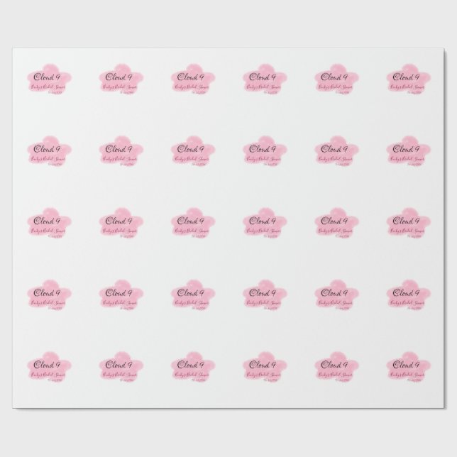 Papel De Regalo Nubes nueve rosa pastel despedida de soltera named (Superficie plana)