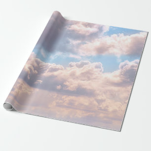 Papel De Regalo Nubes Rosadas Esponjosas Cielo Azul Soñador Natura