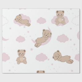 Papel De Regalo Nubes rosadas y oso de peluche