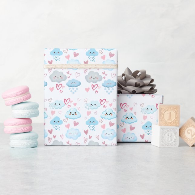 Papel De Regalo Nubes soñadoras de melocotón (Baby Shower)