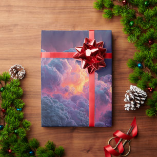 Papel De Regalo Nubes surrealistas brillantes del atardecer reflej