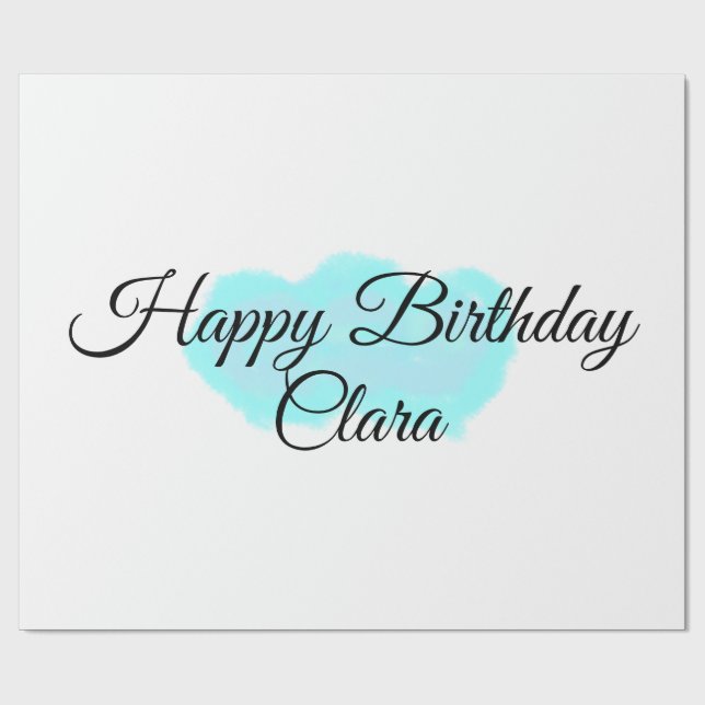 Papel De Regalo Nubes verdes azules, niños modernos de feliz cumpl (Superficie plana)