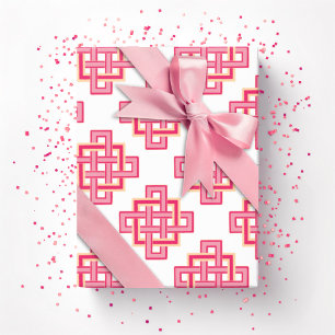 Papel De Regalo Nudo cuadrado sin fin en rosa y naranja