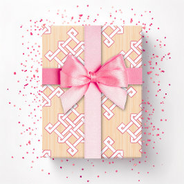 Papel De Regalo Nudo infinito de diamantes en rosa y naranja