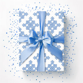 Papel De Regalo Nudo infinito de diamantes tono azul