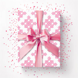 Papel De Regalo Nudo infinito de diamantes tono rosa