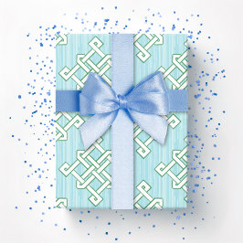 Papel De Regalo Nudo interminable de diamante en verde y aqua