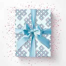 Papel De Regalo Nudo sin fin en celosía texturizado en rosa y aqua