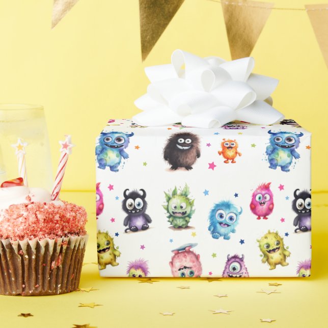 Papel De Regalo Nuestra fiesta de cumpleaños de pequeños monstruos (Fiesta de cumpleaños )