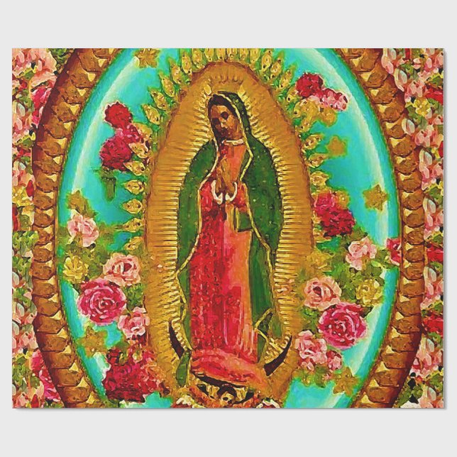 Papel De Regalo Nuestra Señora Guadalupe Santa Virgen María (Superficie plana)