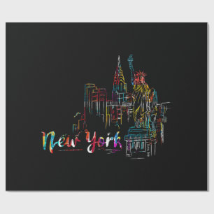 Papel De Regalo Nueva York Cielo Latido Estatua de la Libertad Te