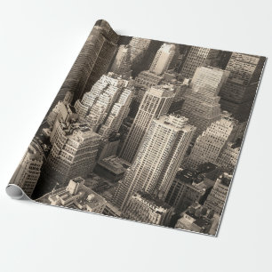 Papel De Regalo Nueva York City Manhattan vista aérea negra 