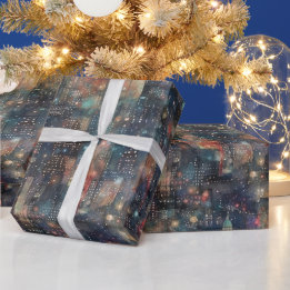 Papel De Regalo Nueva York en Año Nuevo con acuarelas