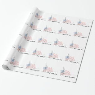 Papel De Regalo Nueva York - Estatua de la Libertad Bandera de Est