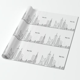 Papel De Regalo Nueva York Skyline Black Big Apple Ciudad moderna