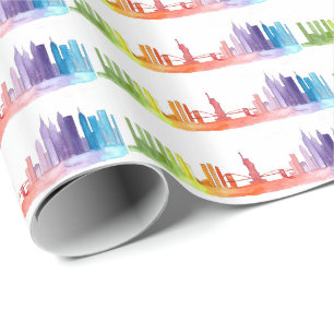 Papel De Regalo Nueva YORK Skyline Pattern acuarela