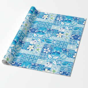Papel De Regalo Nuevo adorno hawaiano - azul