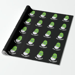 Papel De Regalo Nuevo pepino Funny Veggie Cucumber Pun Dark BG